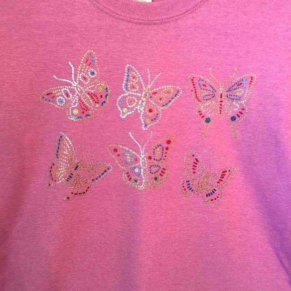 T Shirt Butterfly Butterflies Glitter Gildan Brand Size Unisex Small NEW NWOT S - Picture 2 of 2